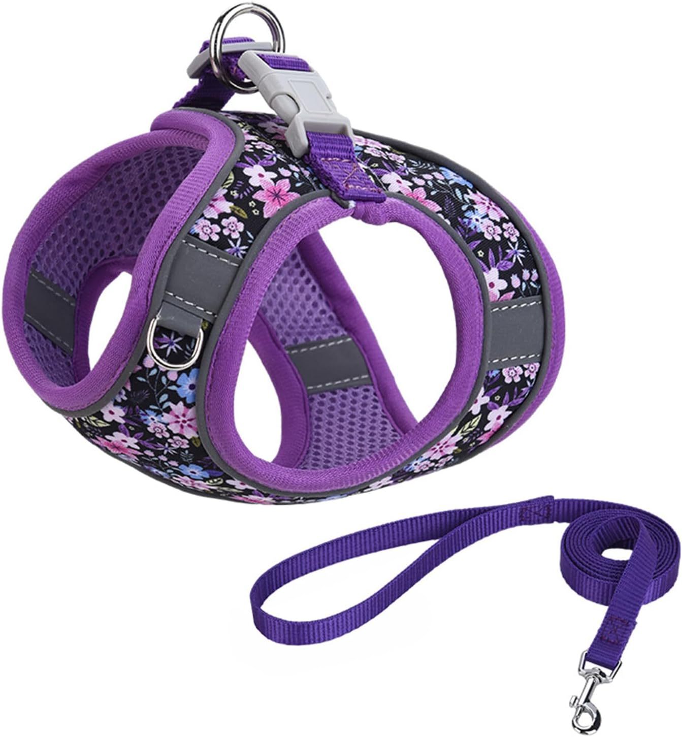 Step In Dog Harness No Pull Flower Adjustable Soft Mesh Padded Reflective Pet Vest Harness And Leash Set For Small Medium Dogs - Image 6