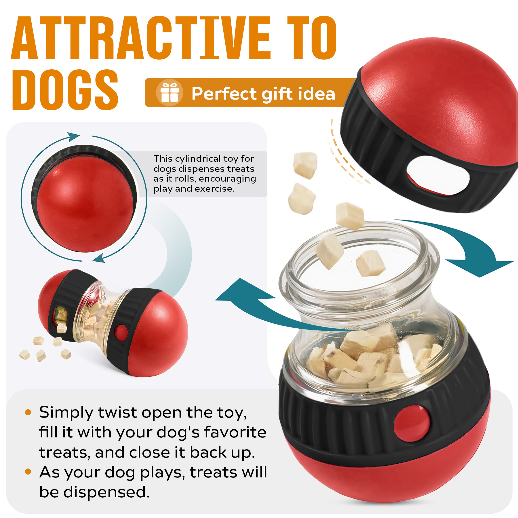 Dog Puzzle Toy, Adjustable Treat Dispensing Ball Food Dispenser Tough Slow Feeder Puppy Enrichment Training Toy Pet Interactive Chase Toys For Small Medium Large Dogs - Image 7