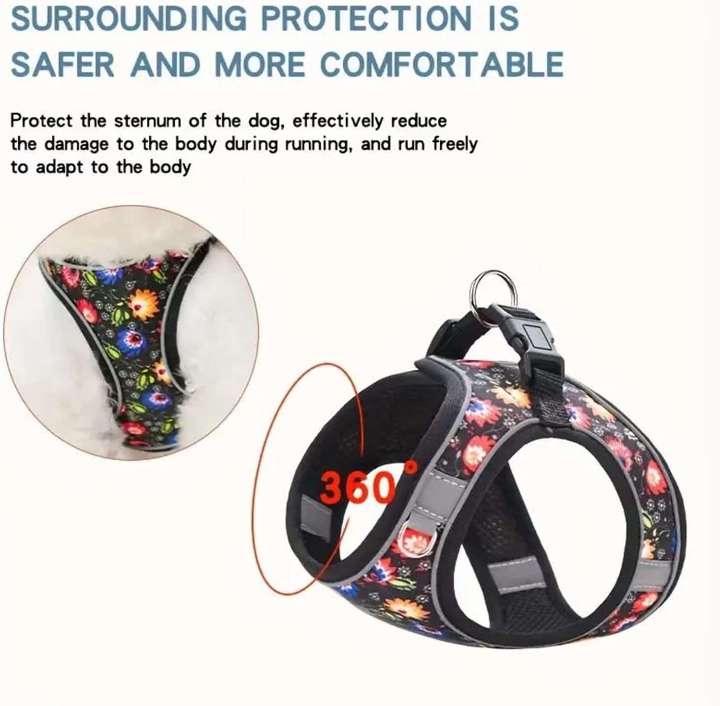 Step In Dog Harness No Pull Flower Adjustable Soft Mesh Padded Reflective Pet Vest Harness And Leash Set For Small Medium Dogs - Image 9