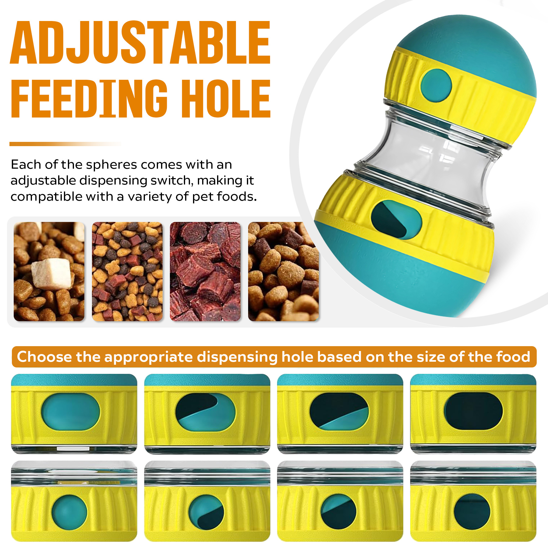Dog Puzzle Toy, Adjustable Treat Dispensing Ball Food Dispenser Tough Slow Feeder Puppy Enrichment Training Toy Pet Interactive Chase Toys For Small Medium Large Dogs - Image 4