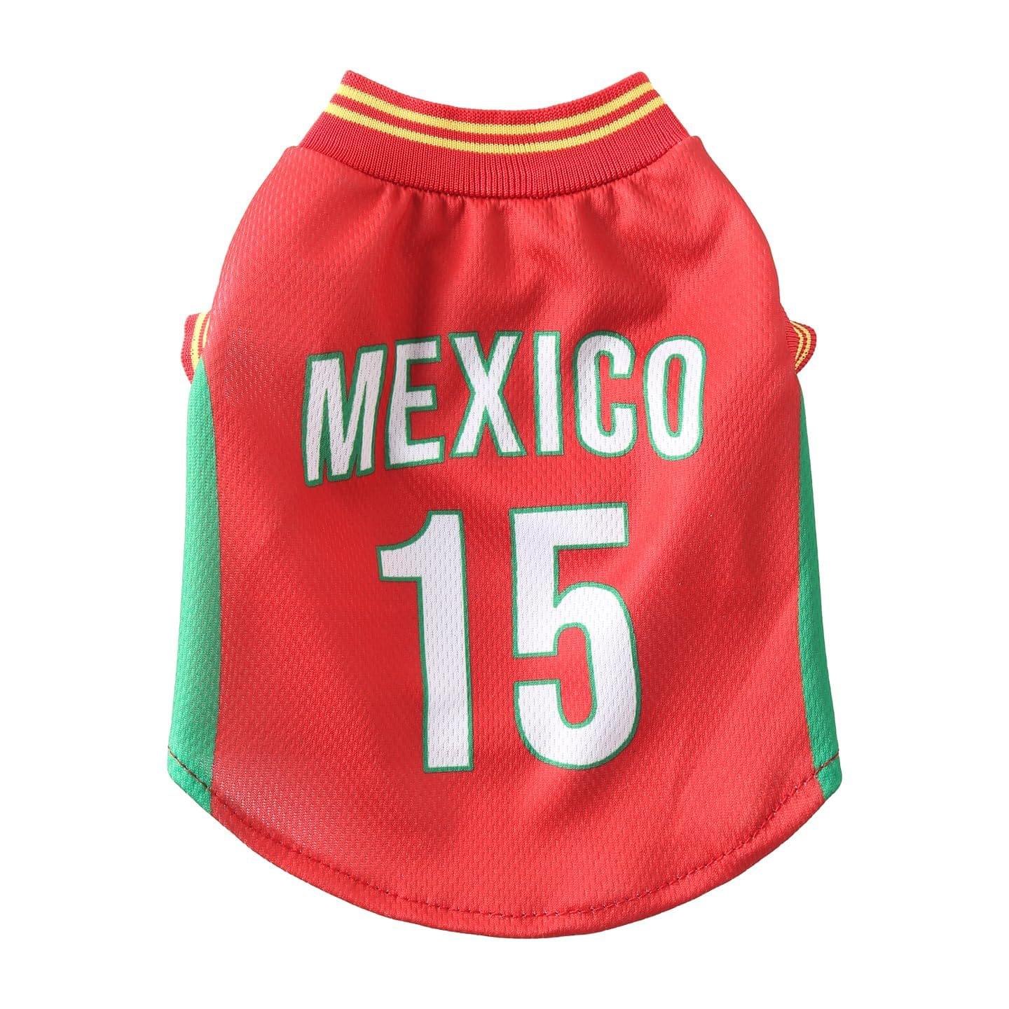 Mexico Pet Dog Jersey Costume, Summer Cooling Mesh Fabric, Soccer Sportswear Team Jersey, Lightweight Football Casual Clothes For Small Dogs - Image 8
