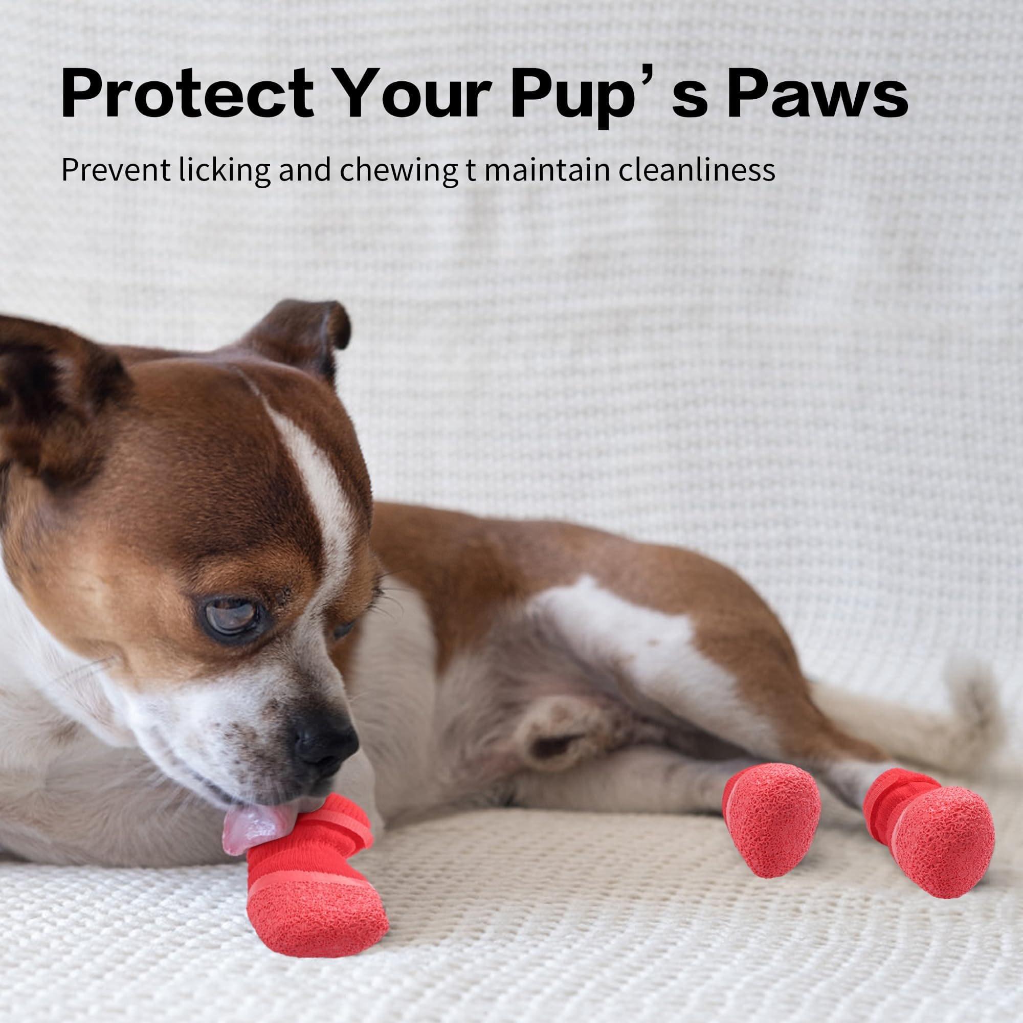 Anti Slip Dog Socks For Hardwood Floors To Prevent Licking Paws, Dog Shoes For Hot Pavement Double Sides Dog Boots & Paw Protectors Booties -4Pcs - Image 6